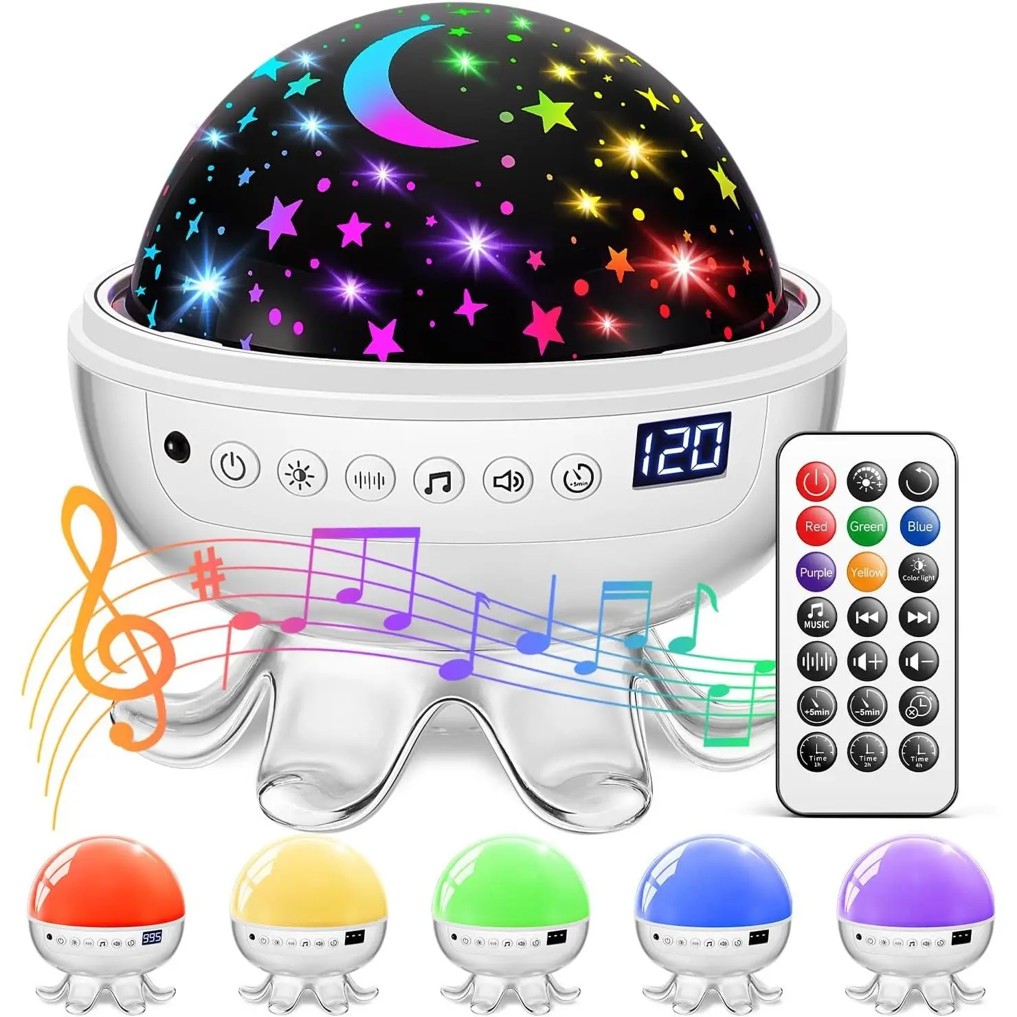 Baby Sound Machine and Night Light Projector with Stars, 30 Soothing Sounds White Noise Machine for Sleep, 31 Colors | 4 Films Sleep Trainer, Remote + Timer + 3 Brightness Sensory Light for Autism Toys
