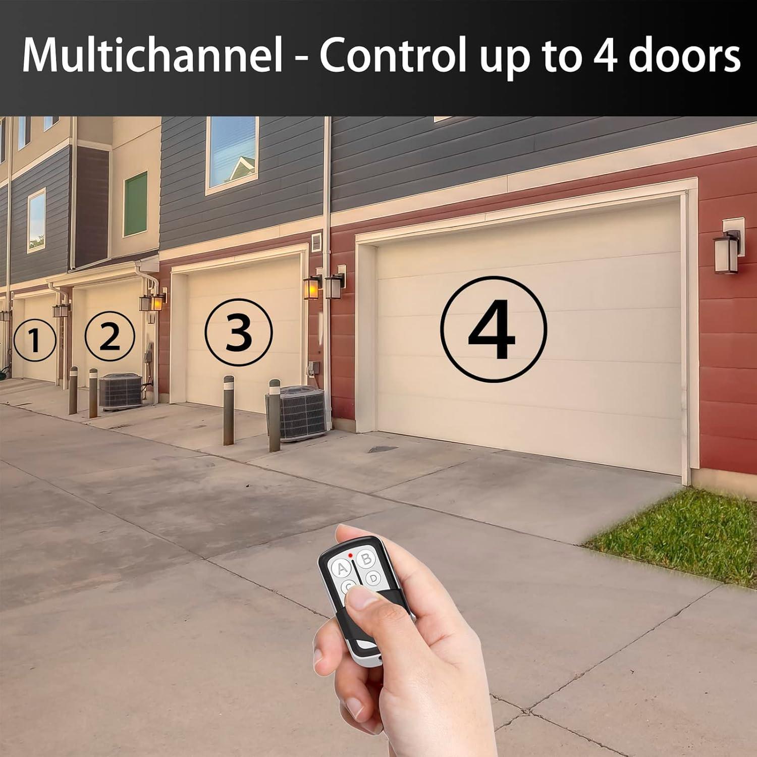 2 count Universal Garage Door Opener Remote  4-Button Programmable Compatible with Liftmaster Chamberlain Craftsman Opener with Purple Yellow Red Orange Green Learn Button