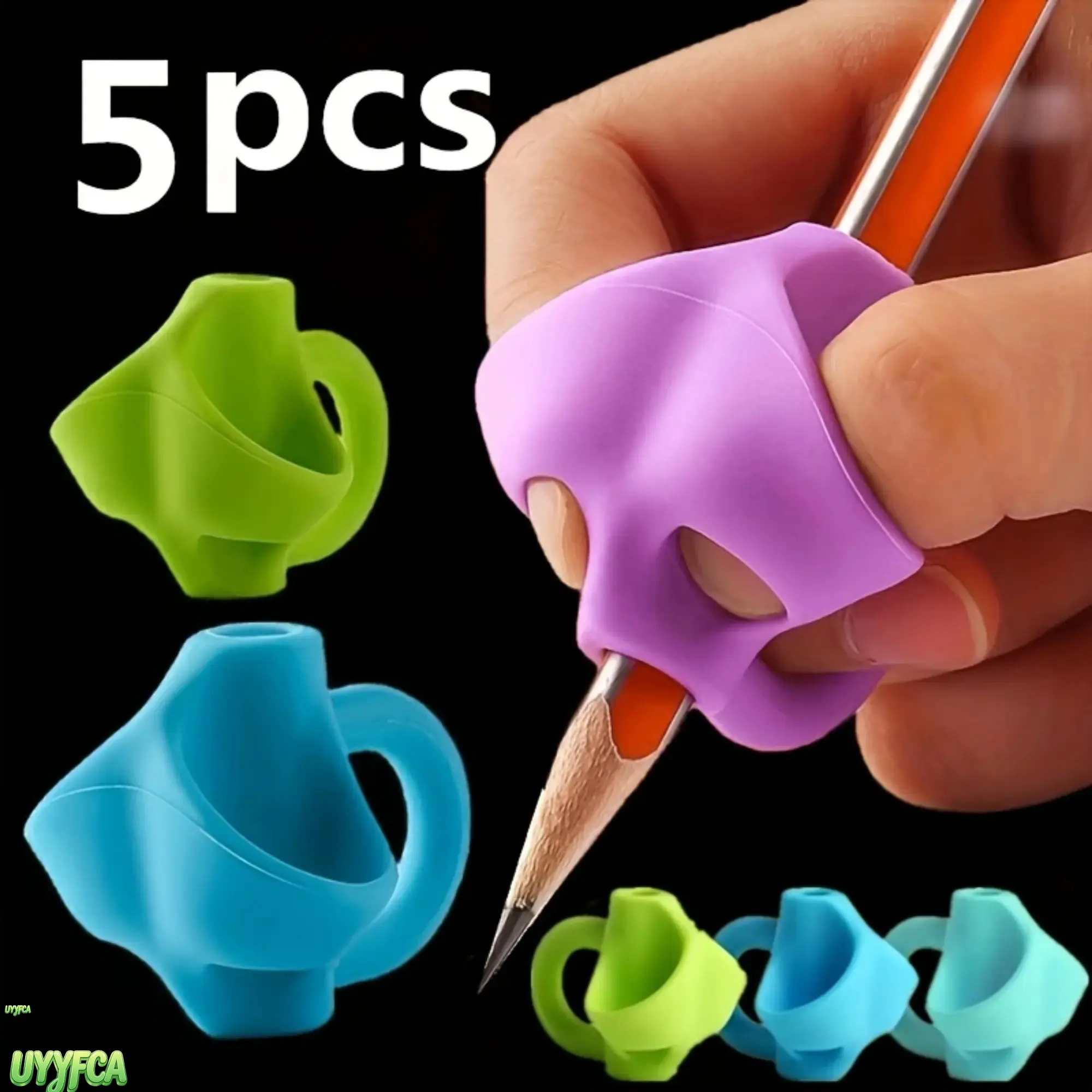 5 Pack Ergonomic Silicone Pencil Grip Posture Correctors For Kids, Three Finger Position Writing Aid Grips, Soft Flexible Silicone Pen Holder Trainer, Colorful Writing Posture Correction Tool For Kindergarten Elementary Students Handwriting Training