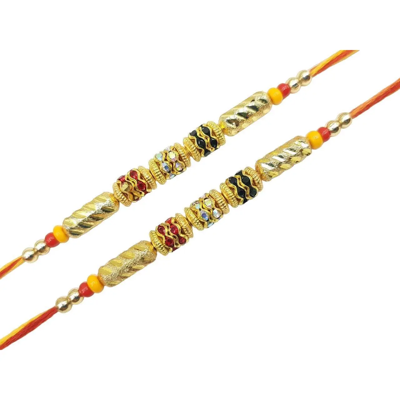 Rakhi Bracelet Multi Color beautiful  & Golden Beads- thread Raksha bandhan Rakhi  for Your ,  Bracelet Wrist bands for loving , Sister & Father - Set of 2