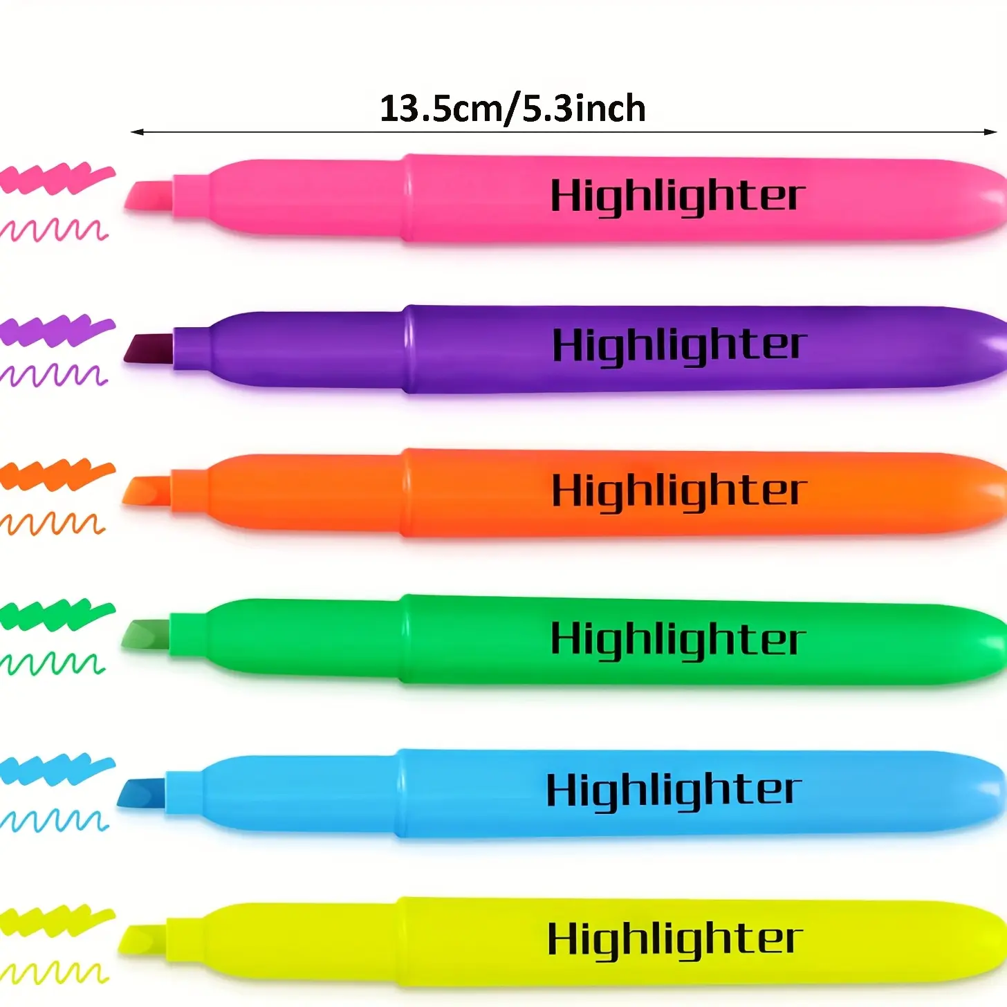 6Pcs Bright Color Highlighters Soft Chisel Tip Non-Toxic Waterproof Marker Pens Marker Set School Office Home Stationery Supplies For Students Teachers Back To School Season Study Note Taking Exam Highlighting Daily Journal Decor Holiday Stationery Gift