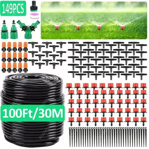 100ft Micro Sprinkler Drip Irrigation System, DIY Garden Drip Irrigation Kit, Automatic Watering System, Adjustable Spray, Telescopic Hose, Spray Nozzles For Garden Hose