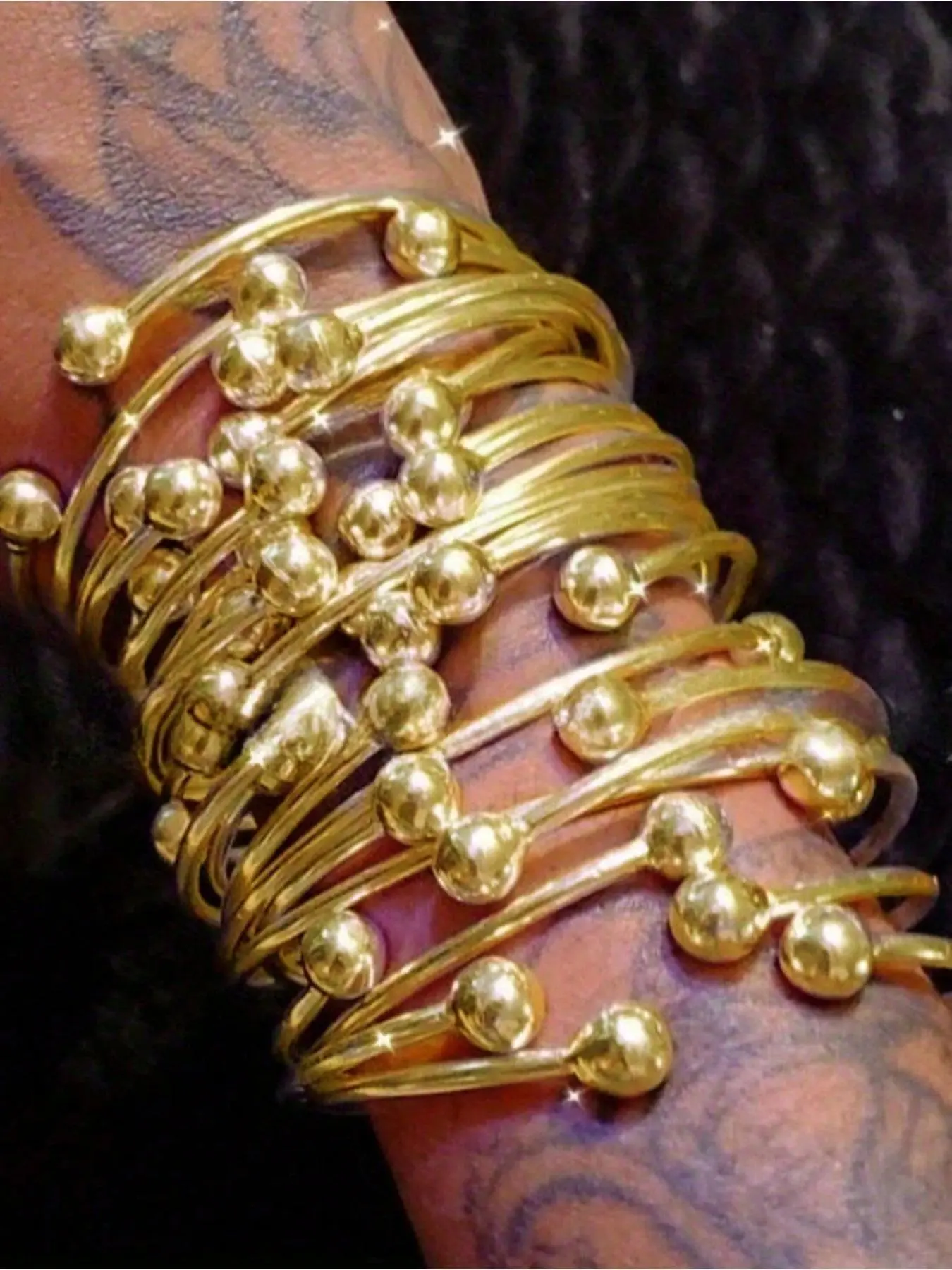 20pcs Retro Boho Thick Bangles, 10mm Ball Silvery Bangles Bracelet, Boho Stacking Bangles, Handmade Silvery Bangles for Women Daily Party Jewelry Gifts, Stackable Bangle Bracelets