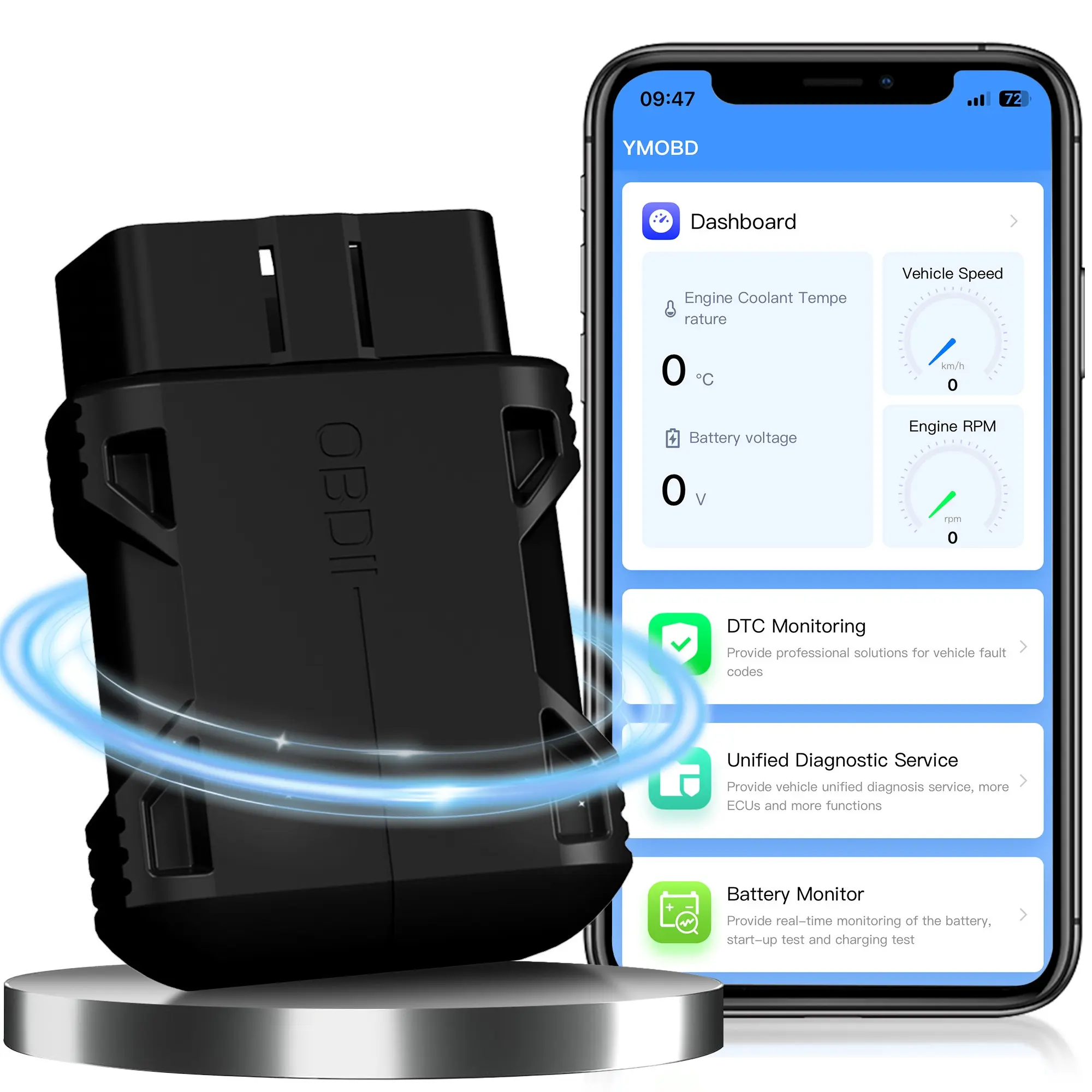 OBD2 Scanner Reader Bluetooth Wireless Auto Diagnostic Scan Tool Diagnostic Tester for iOS & Android for Bluetooth 5.0 Car Check Engine Car Code Reader, Clear Error Code Live Data Reset Exclusive APP