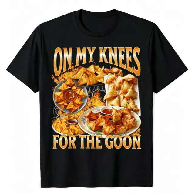 Women's Round Neck Crispy Fried Wonton Retro Bootleg Graphic Print Shortsleeve T-Shirt - Unisex Food Lover Garment, 100% Pure Cotton Fabric, Soft Breathable Loose Fit Summer Casual Tops for Vacation & Back To School