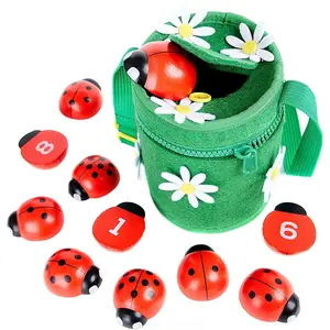 Counting Ladybugs - Montessori Wooden Counting Toy for Girls 3 4 5 Year Old - Ladybug Learning Toys for Toddlers - Preschool Kids Toys for Number Matching, Sorting & Fine Motor Skills - Lady Bug Giftsfidget toys