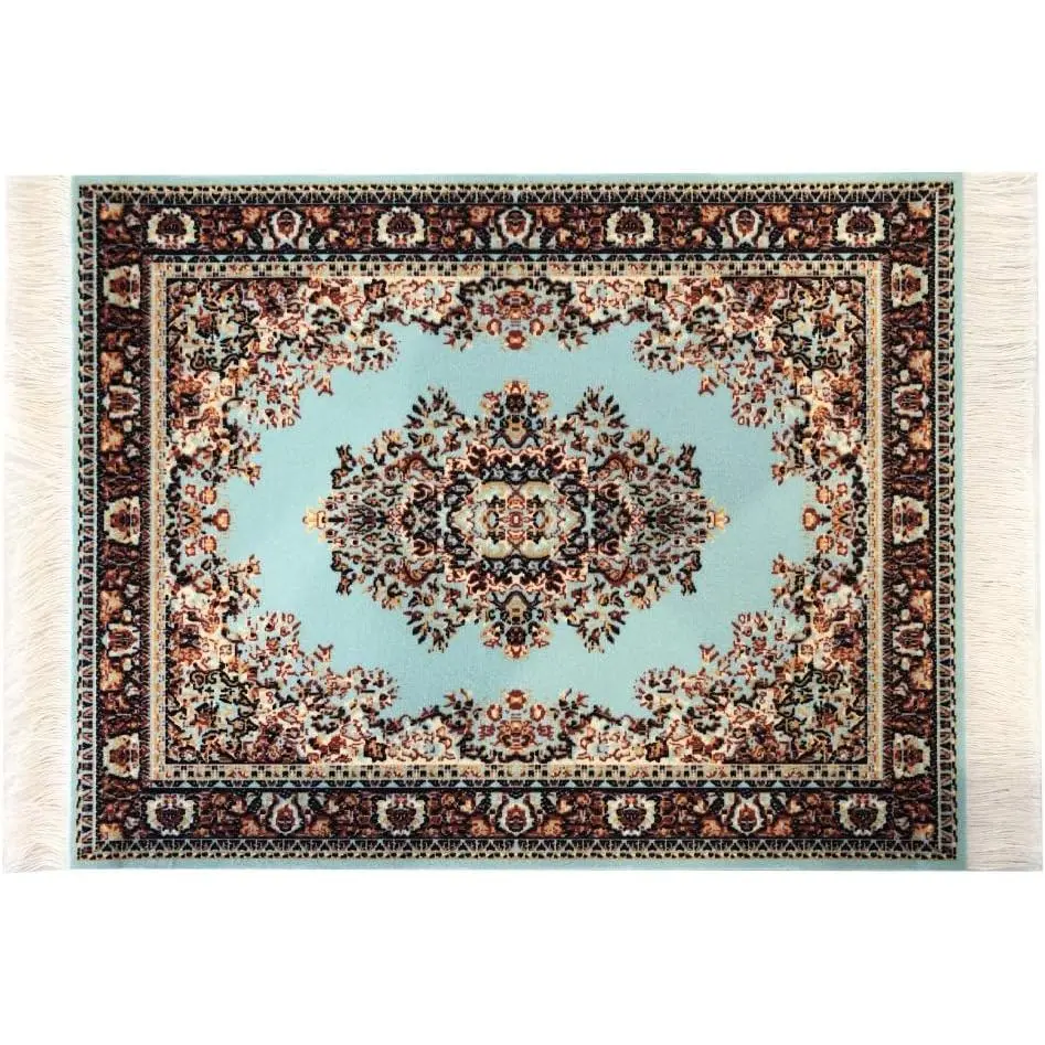 Boho Rug Mousepad – Small Carpet Desk Mat with Fringed , Non-Slip Base,  Oriental Design for  Office & Creative Spaces