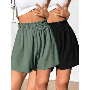 2pcs Set, Size Label Women'S Shorts, Casual Shorts, Beach Shorts