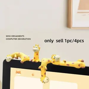 1/4pcs Giraffe Decorative Figurine, Car Dashboard Ornament, Computer Screen Display Accessory, Vehicle Interior Decoration