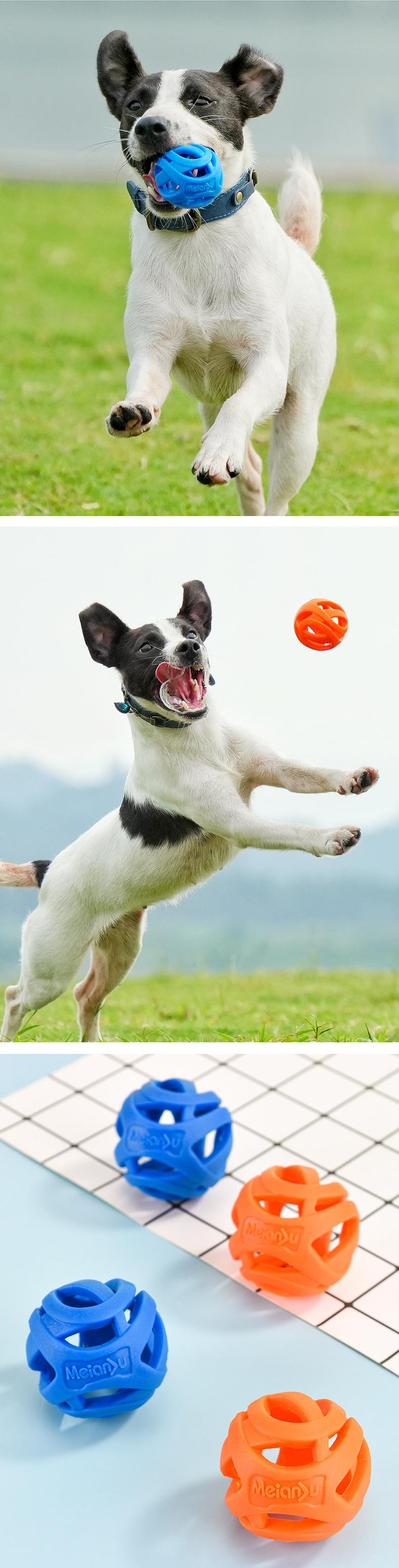 Pet toy hollow ball grinding teeth bite-resistant elastic rubber ball dog self-high outdoor throwing buoyancy toy