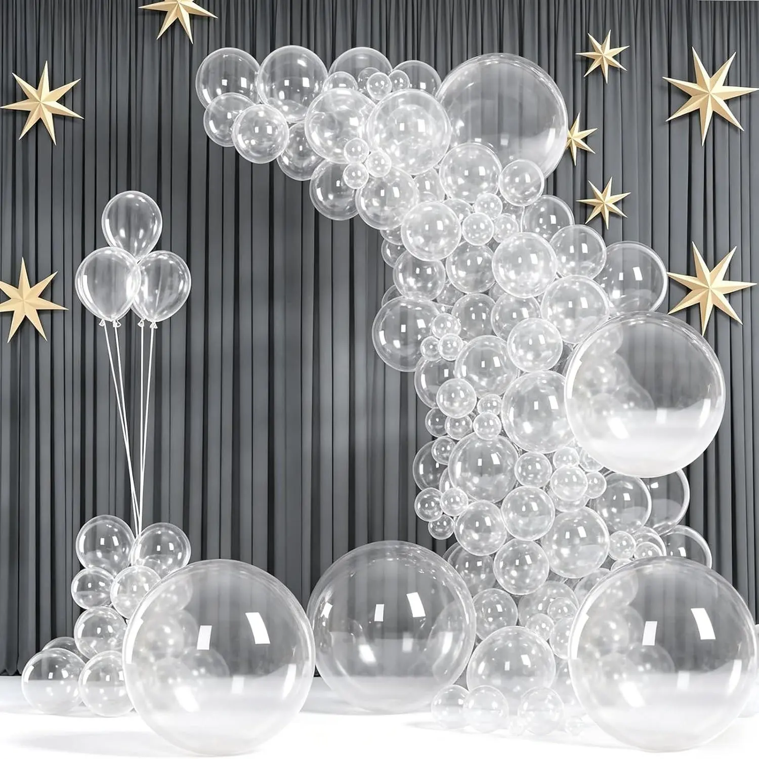 140 count Clear Balloon Garland Arch Kit, 18/12/10/5 Inch  Transparent Balloons for Graduation 2026, Wedding,  Shower, Anniversary, Birthday Party Decorations