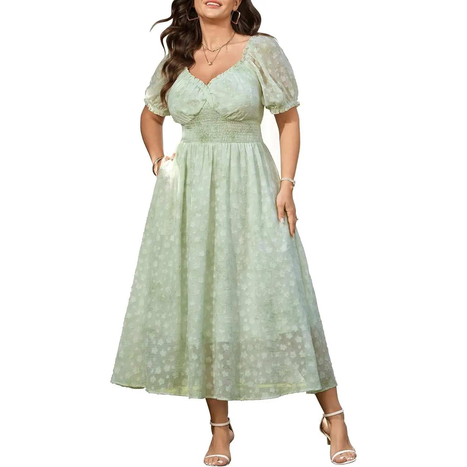 SCOMCHIC Women's Plus Size Maxi Dress 2026 Summer Short Sleeve Sweetheart Neckline Boho Floral Wedding Guest Dresses