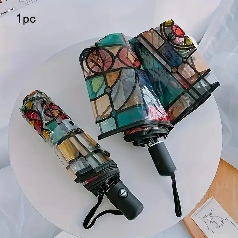 Windproof Automatic Color Umbrella, Unisex Stylish Design, 8 Reinforced Ribs, Heavy Wind Resistant, Portable Umbrella for All Seasons, Lightweight Umbrella