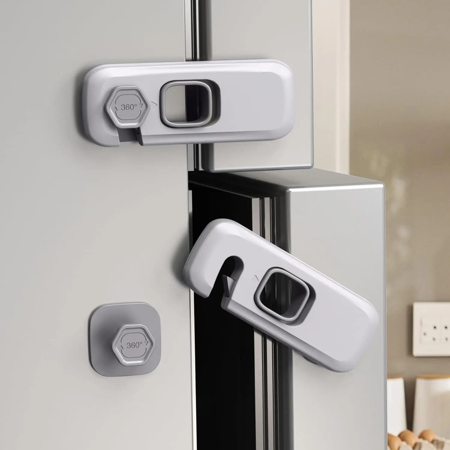 5 Pack Refrigerator Lock, Fridge Locks for Kids with Sticky Adhesive Pads, Safety Locks Door Latch for Fridges, Cabinets, Drawers, Oven, No-Tool Installation