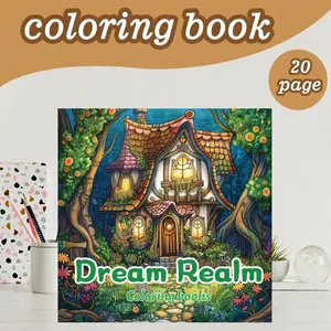 Dream Land Theme Coloring Book, Stress Relief Design, 7.9in X 7.9in, Thick Paper, Hand-Drawn Patterns, Perfect Gift for Adults and Teens