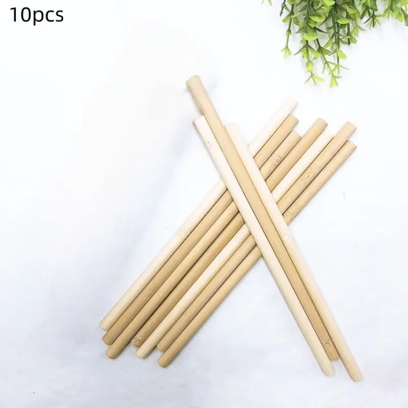 10-Pack Natural Bamboo Straws, Large Diameter Eco-Friendly Straw Set, Perfect for Bubble Tea, Coffee, Juice, Sustainable Drinking Accessories