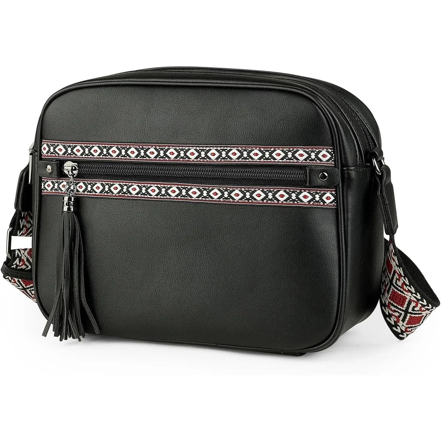 Crossbody Bags for Women, RFID 4 Card Slots | Vegan Crossbody with Wide Strap, Double-Zipper & Anti-, Fits Kindle & Essentials, Lightweight for Work & Travel