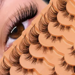 7 Pairs Natural Elegant False Eyelashes, Invisible Transparent Base, Cross Distribution, Natural Eye Enlargement, Perfect for Beginners