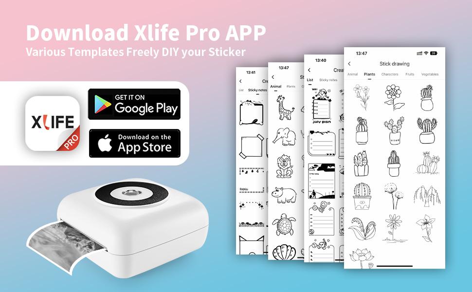 Bluetooth Portable Thermal Printer - Inkless Wireless Photo Printer for iPhone& Android, CP1 Mini Printer for School Notes, Picture, Journal, DIY Creation, Children's Gifts