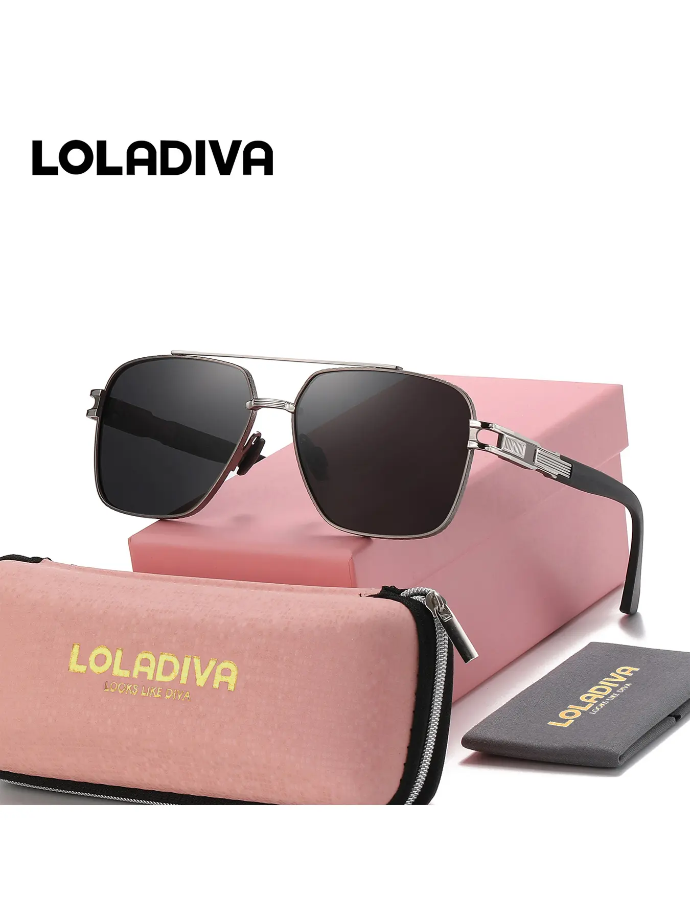 LolaDiva 1 Piece Unisex Reviving Classic Charm Full Frame Sunglasses Redefining Daily Life Rectangular Frame Sunglasses UV400
