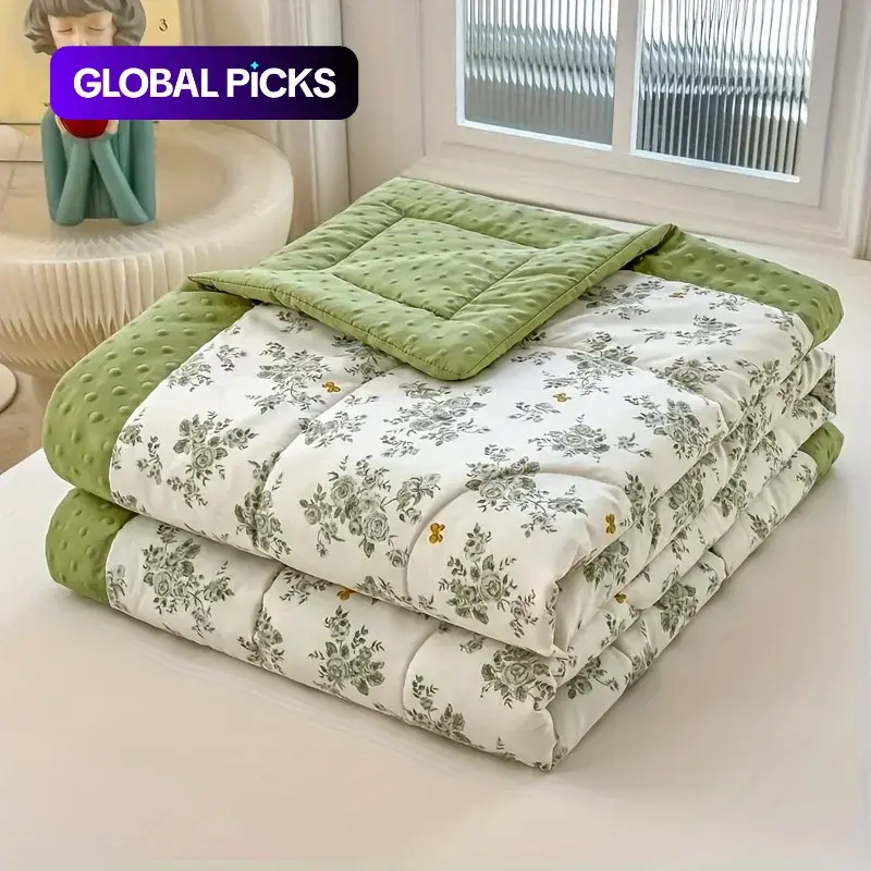 1pc Lightweight cooling, Breathable summer quilt - ultra soft blanket, with Floral Prints, Suitable for Hot Sleepers, Polyester, Reverse bean velvet, Machine Washable Quilted, All Season Bedding, Suitable for Bedroom, Living Room #GLOBAL PICKS