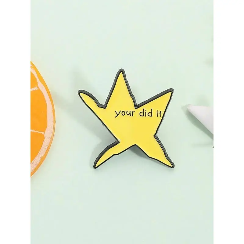 Gold-Tone Star Shaped Enamel Brooch - 3cm/1.2 inches Baroque Fashion Accessory with Funny 'You Did It' Meme Quote, Inspirational Gift for Christmas, Engagement, Memorial Day, Pins, Funny Gifts Accessories, Anniversary, Funky, Small Size, Meme Inspired