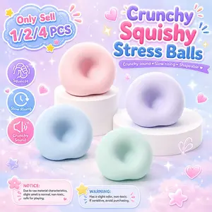 1/2/4 PCS Crunchy Squishy Stress Balls, Noisy Shapeable Fidget Toys, Slow Rising Moldable Squeeze Balls, Portable Sensory Focus Toys for Home, Classroom, Office and Travel