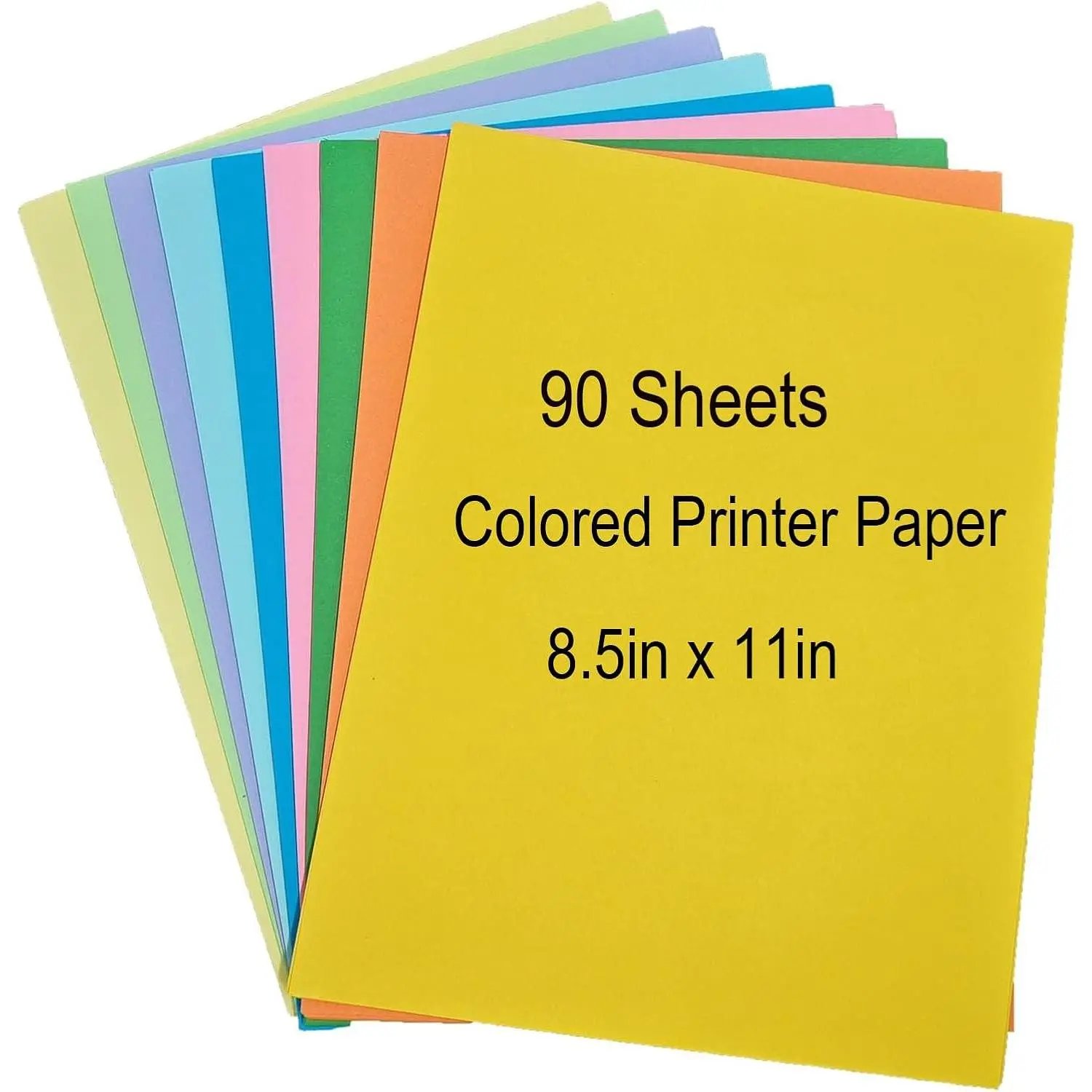 Colored Copy Paper 8.5 x 11 Printer Paper, 90 Sheets Colorful Paper Letter Size, Brightness Rainbow Lightweight Color Construction Paper for Arts Crafts DIY Origami School Office Supplies