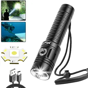 1PC Dive Light Scuba Diving Flashlight, IPX8 Waterproof  Flashlight with 4 Modes, USB-C Rechargeable  Dive Torch, Aluminum Submersible Torch for Scuba, Cave Diving, Emergency Use