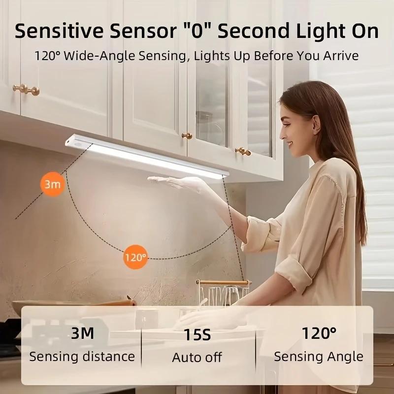 6-Pack Smart Night Light Wireless Magnetic Rechargeable Stick-On Under Cabinet Lights, 11.8in Motion-Activated Instant On, Dimmable White Color Temp, Ideal for Kitchen, Stairs