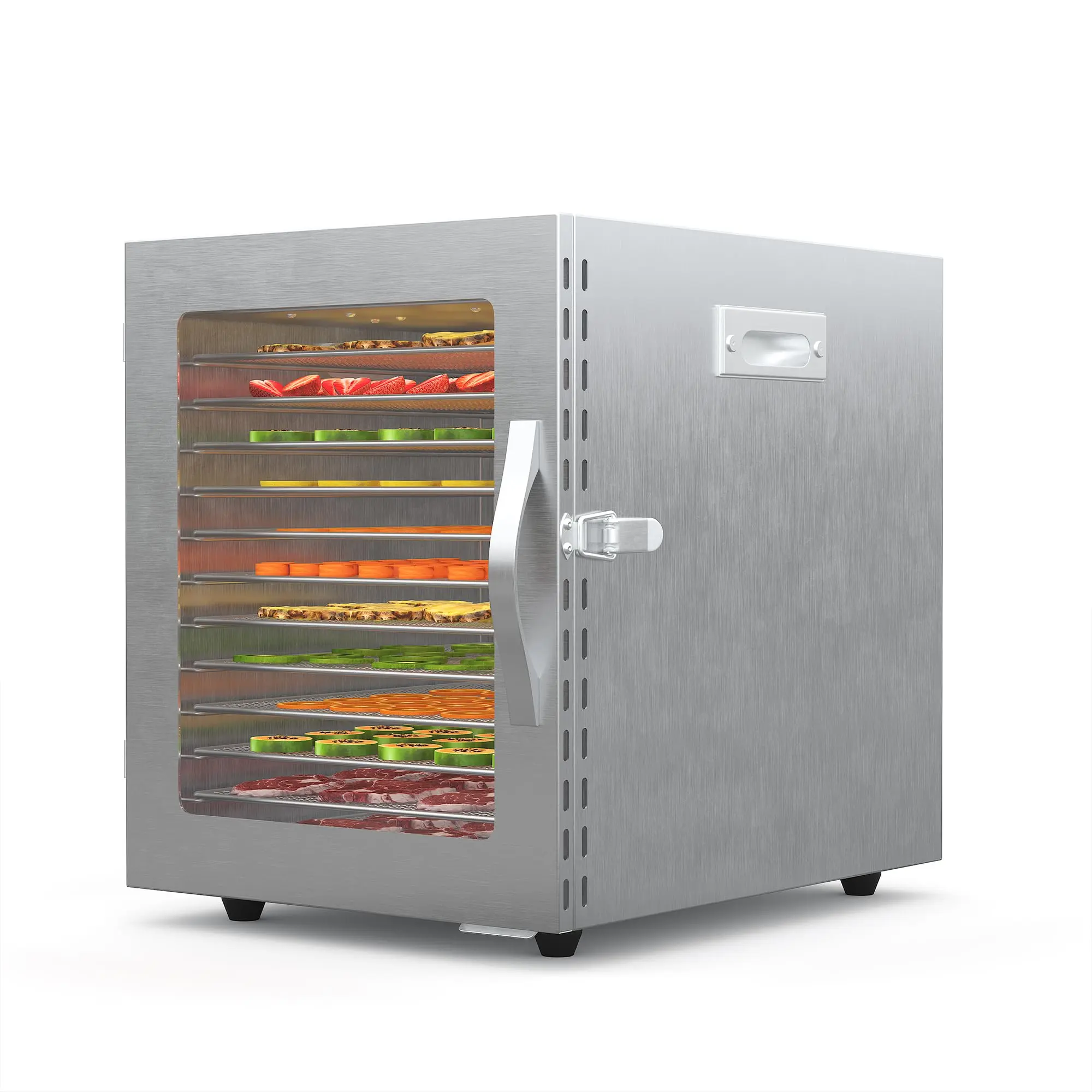12-Tray Stainless Steel Electric Food Dehydrator with Single Door, Adjustable Temperature Control, 48H Timer, Large Drying Capacity for Jerky, Fruits, Vegetables