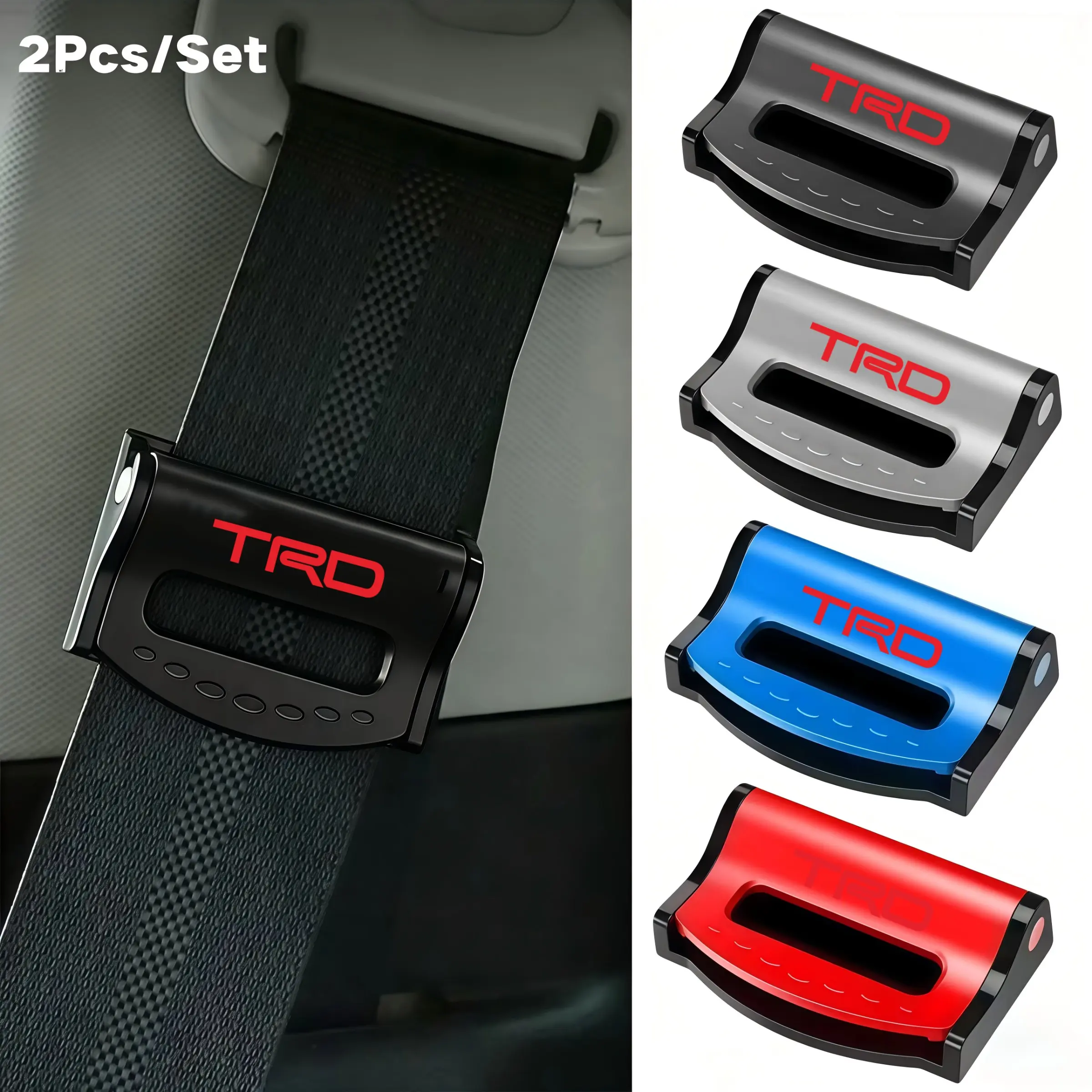 2pcs Car Seat Belt Retainer, Adjustable Buckle Limiter, Toyota Trd Compatible, Universal Fit, Automotive Safety Accessories