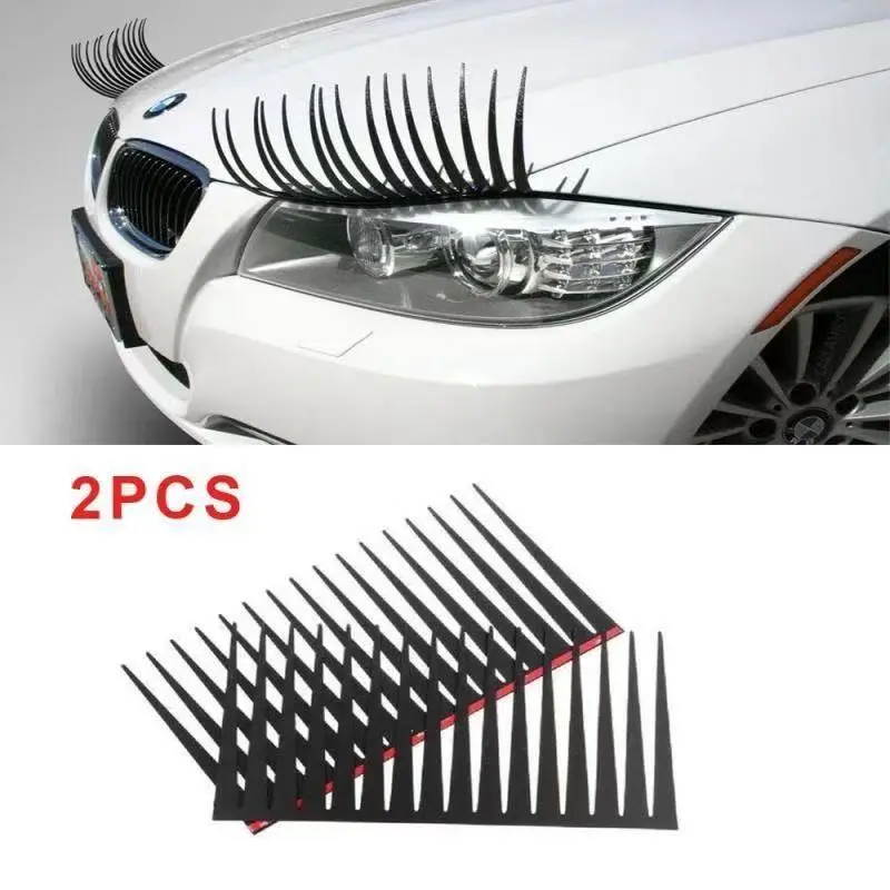 Automobile Headlight Eyelash Stickers - 29cm*17cm Eyebrow Look Car Decal, High-Viscosity Double-Side Glue Self-Adhesive Heat-Adhere Exterior Headlights Decor Automotive Accessory, Sticker for Cars