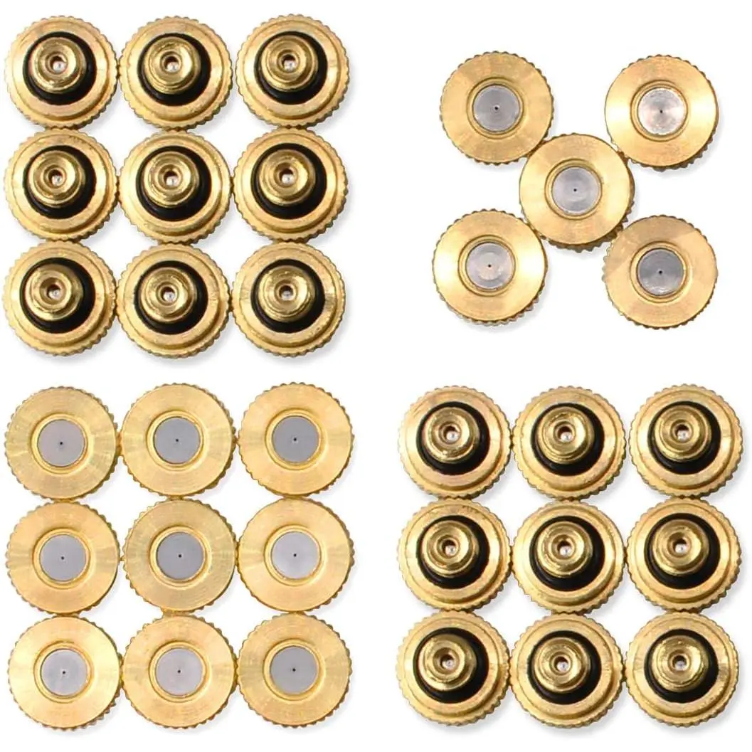 32 Pack- Brass Misting Nozzles For Outdoor Cooling System, 0.012” Orifice (0.3 mm) 10/24 UNC