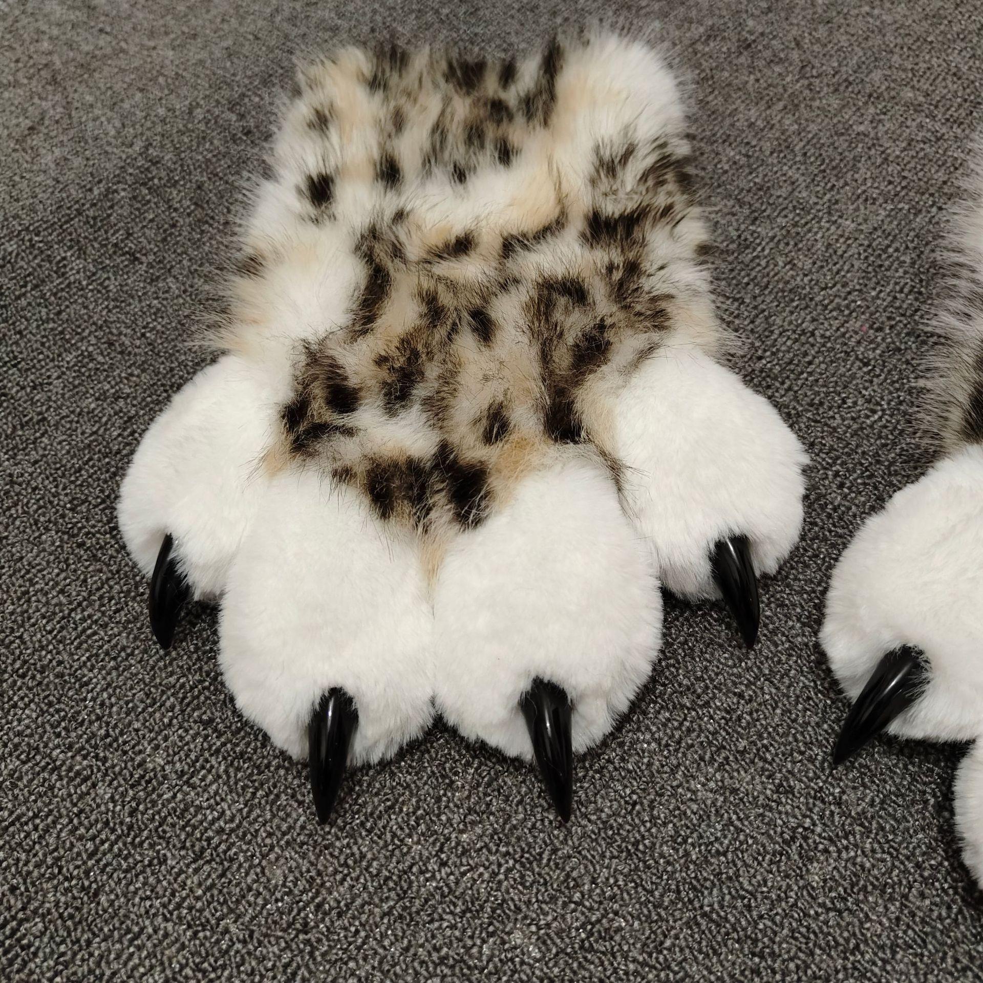 Fursuit Leopard Print Kigurumi Cat Paws Cartoon Plush Furry Cosplay Kig Costume Nail Tiger Claws Full Finger Performance Props