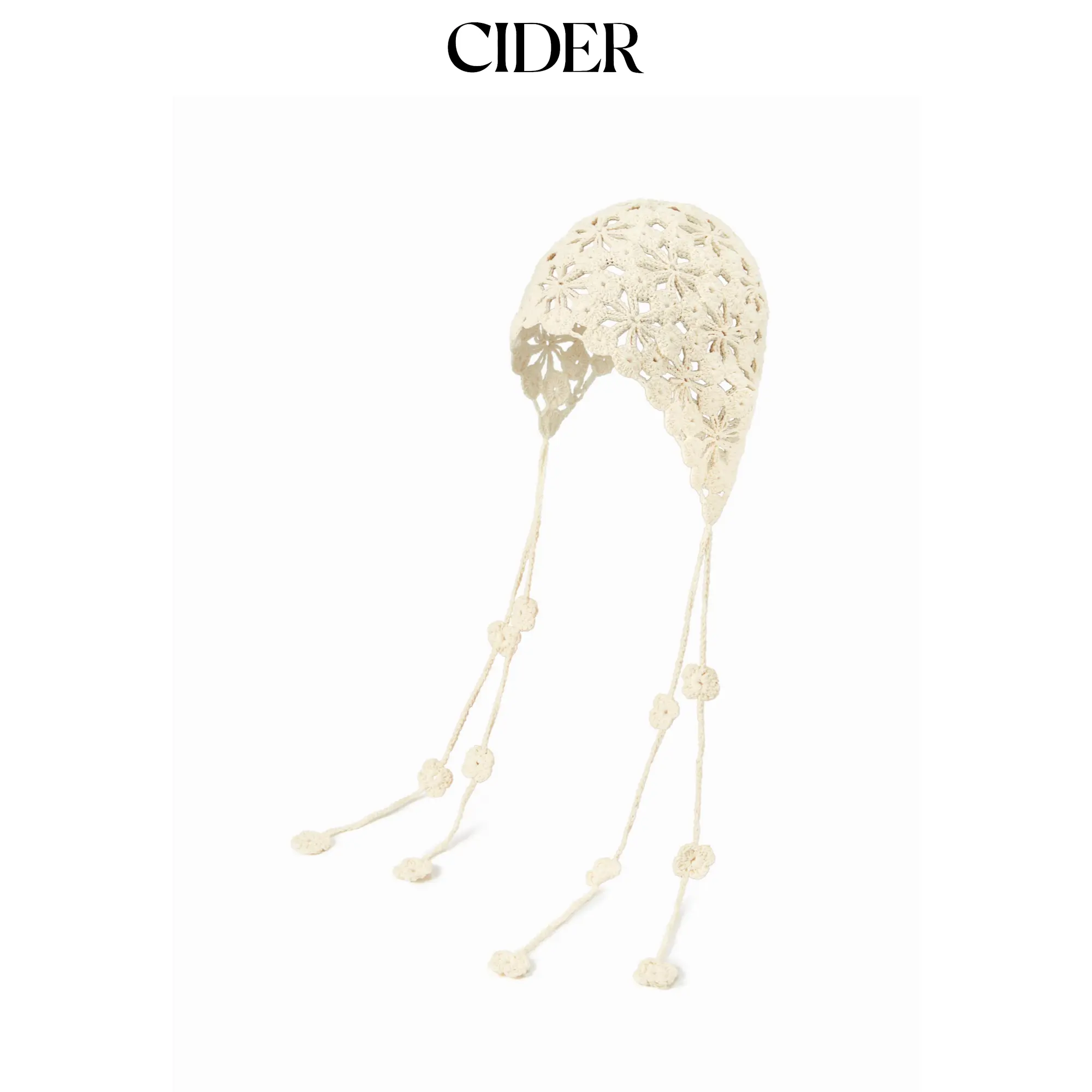 Cider FLORAL KNITTED FRINGED HAT