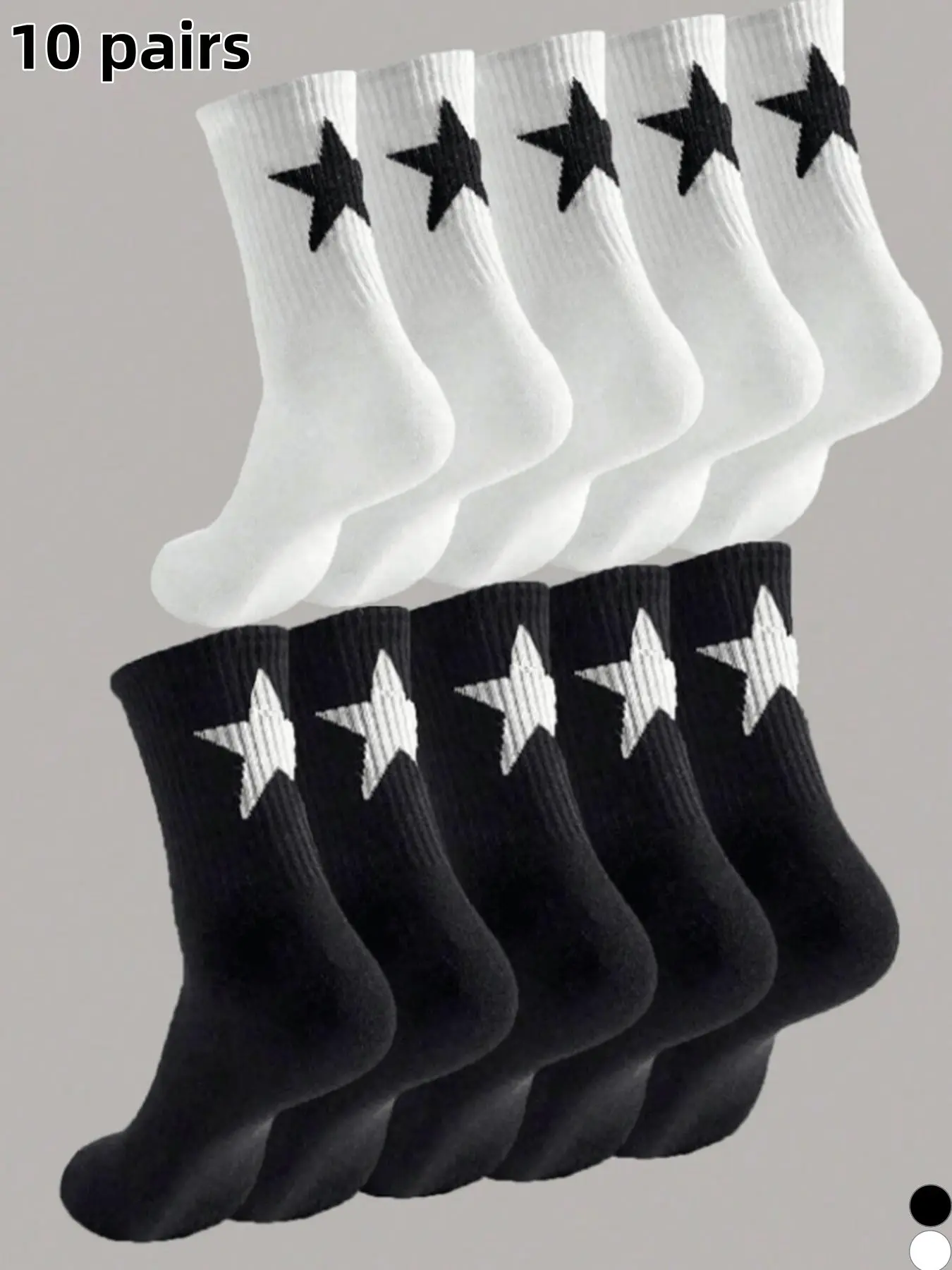 10 pairs of unisex couple's mid-calf socks for all seasons, Casual comfy socks, Comfy breathable socks, breathable, sweat-absorbing, odor-resistant, comfortable, and durable. For daily commuting, outings, vacations, parties, and various festive occasions
