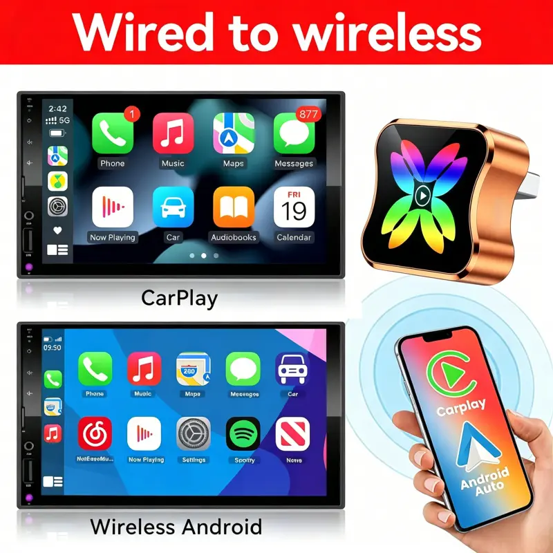 Wireless Carplay Auto Adapter, Plug-And-Play, WiFi Zero Latency, Compatible with iOS 10+, for iPhone, Essential Gift for Drivers