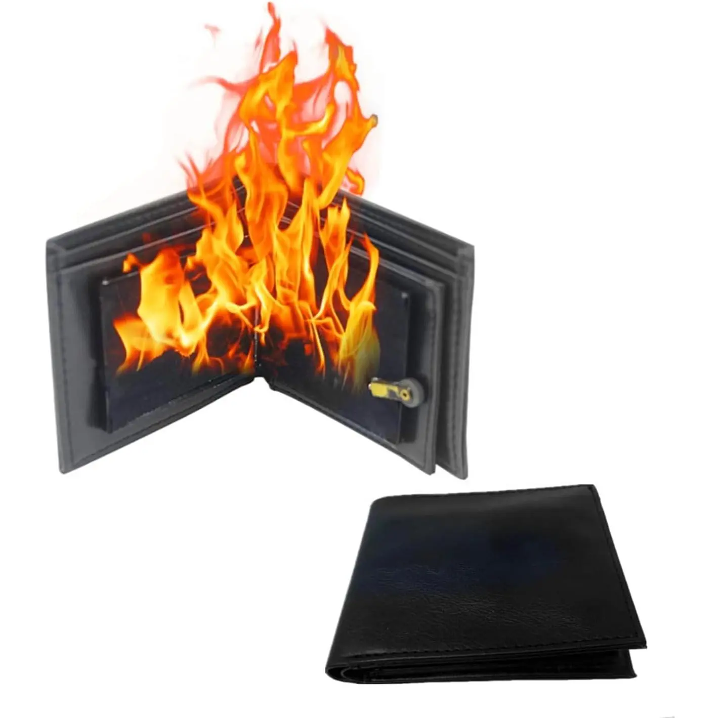 BoDeo Magic Trick Fire Flaming Wallet, Leather, Inconceivable Street Show Prop, Prank, Magician Wallets, Close-up Magic, Pros, Professional Cool Tricks