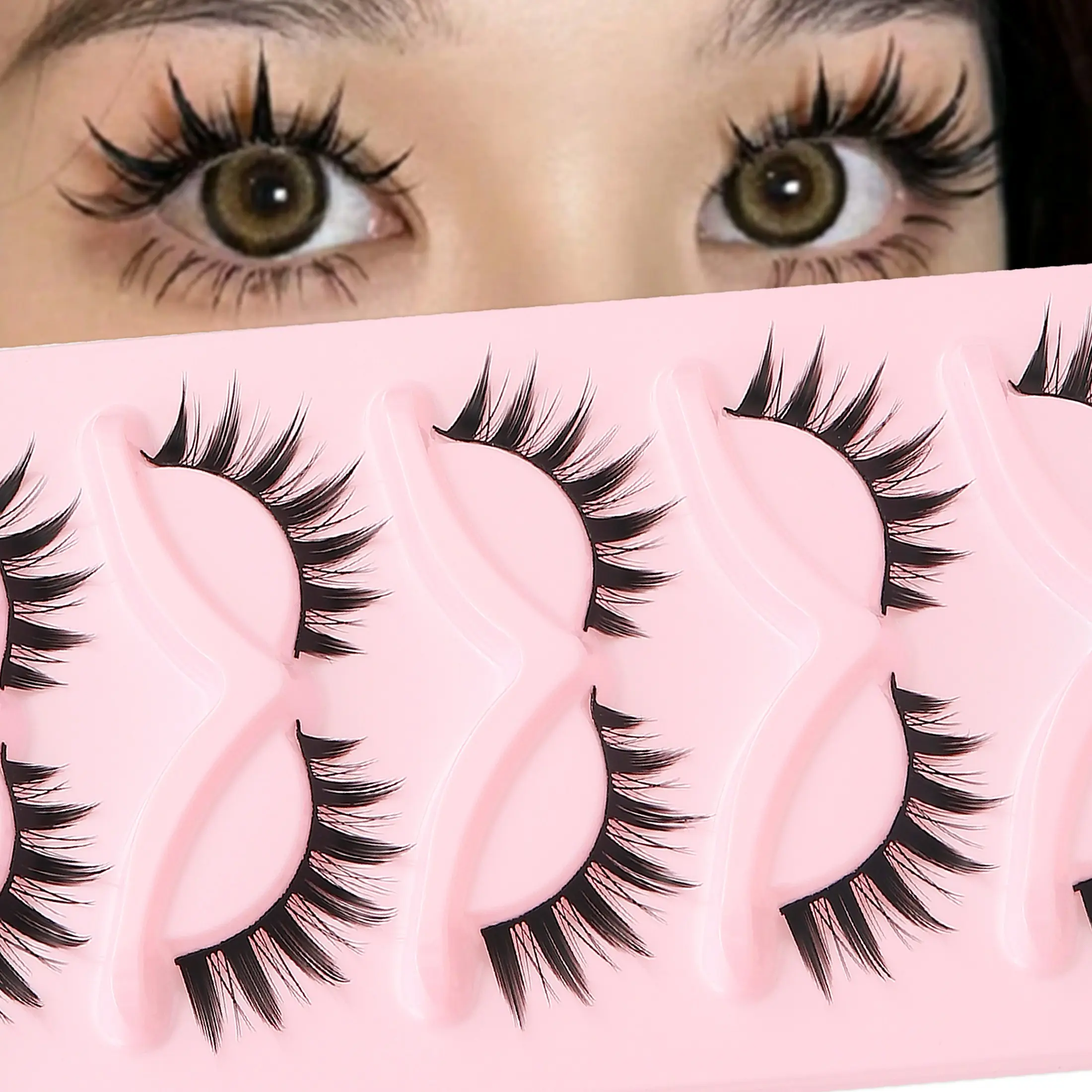 5 Pairs Cartoon Devil False Lashes, Anime Style Big Eyes, Reusable, Easy to Apply, Ideal for Daily Wear, Parties, Role Play, Gift for Women