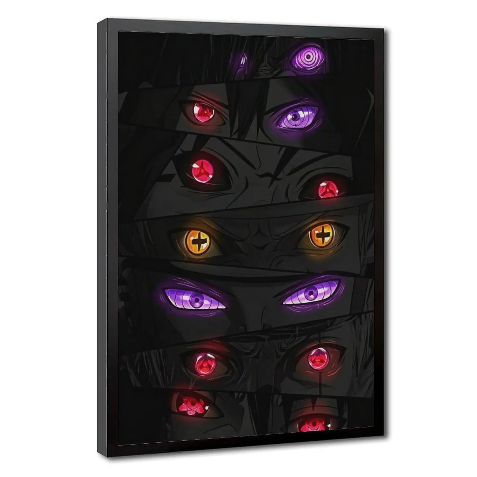 Naruto Uchiha Anime Canvas Print Poster - Sharingan, Rinnegan Anime Eyes Wall Decor, Black Aesthetic Home/Gaming Room Decoration Gift