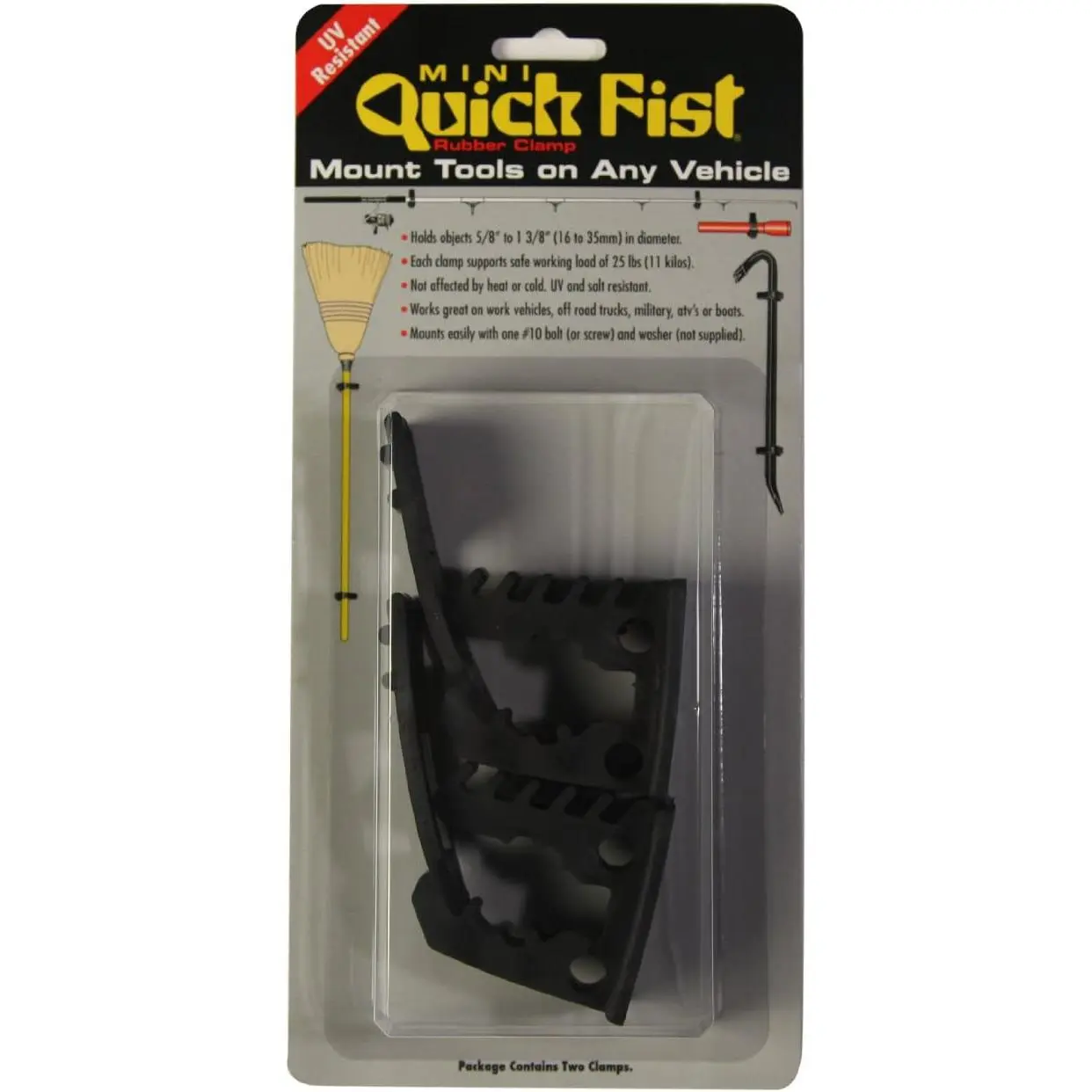 QUICK FIST Compact Mini Clamp Set - 2 Count (Pack of 1) for Mounting Tools & Equipment, 5/8-in to 1-3/8-in Diameter Range, Model 30050