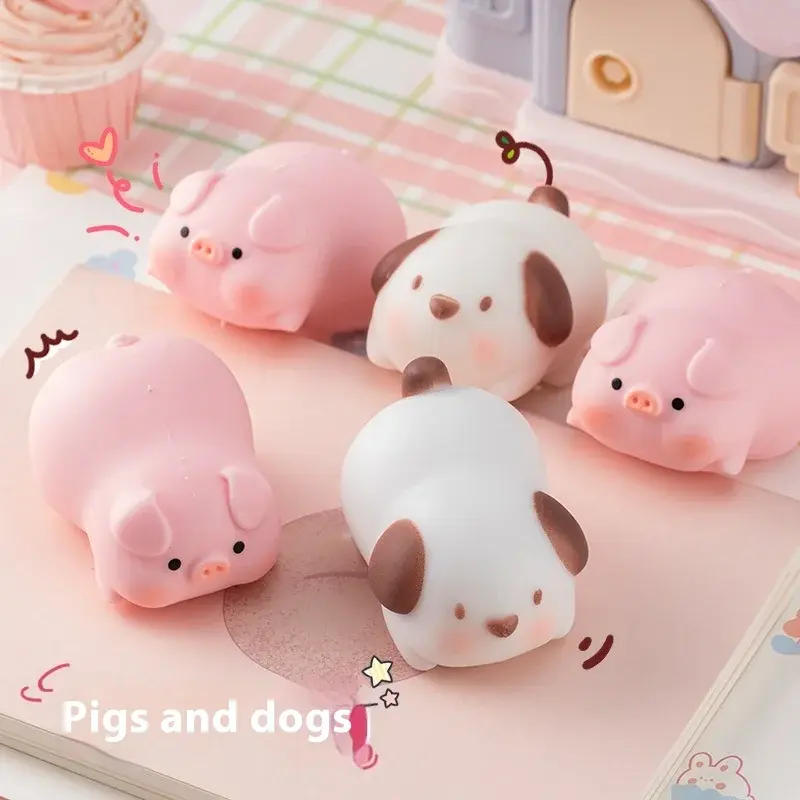 Funny Squishy Puppy & Piggy Stress Balls - Stretchy Sensory Toys for Anxiety Relief, Fidgeting Fun for Kids & Adults