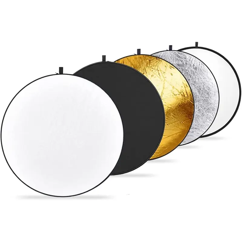 Large Circular Camera Photography Reflector, 1 Set 5-in-1 Softening Light Reflector Photography Panel, Portable Collapsible Handheld Light Reflectors with Storage Bag for Photography Photo Studio Outdoor