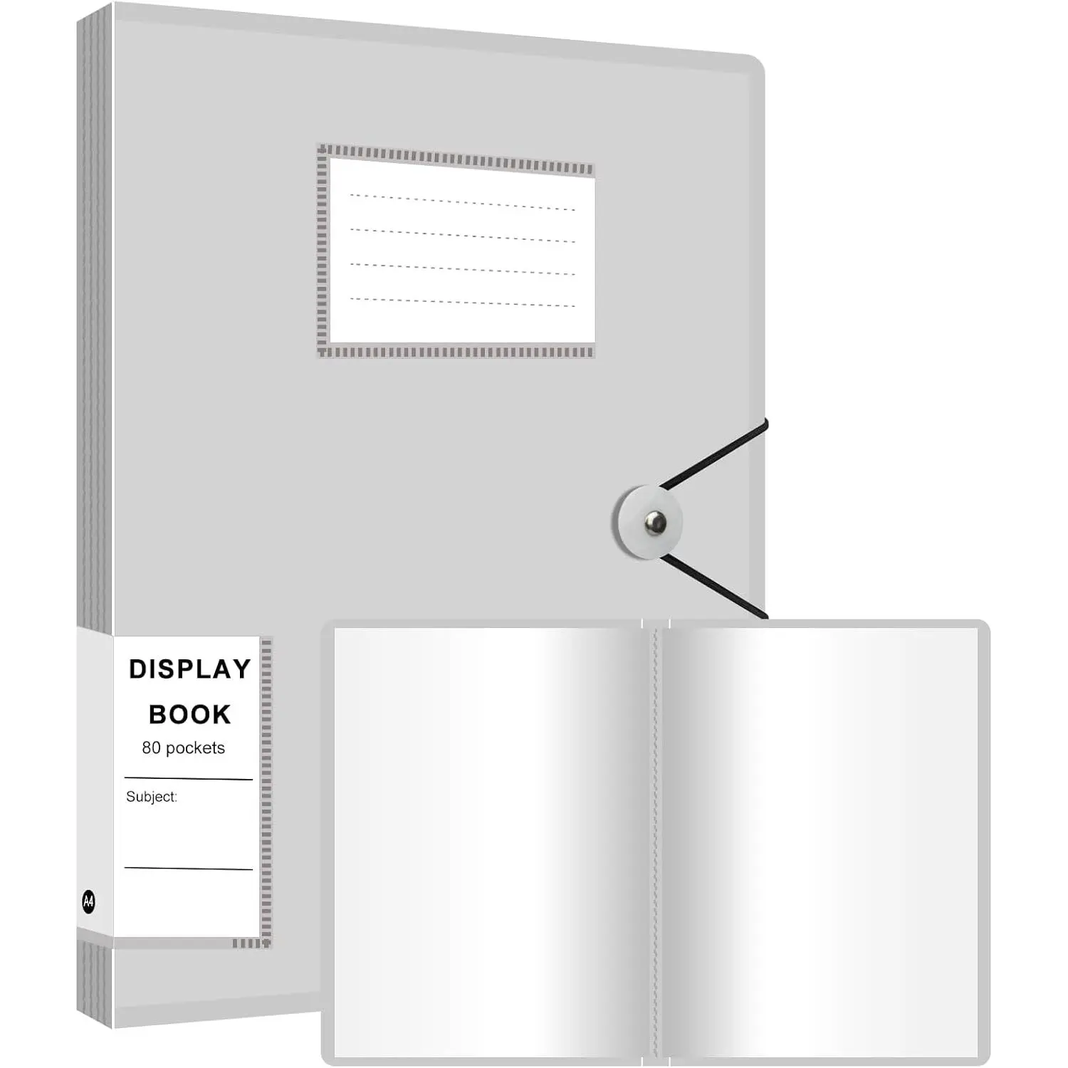 Plastic Display Book, 80 Pocket Art Portfolio Binder with Clear Sleeves