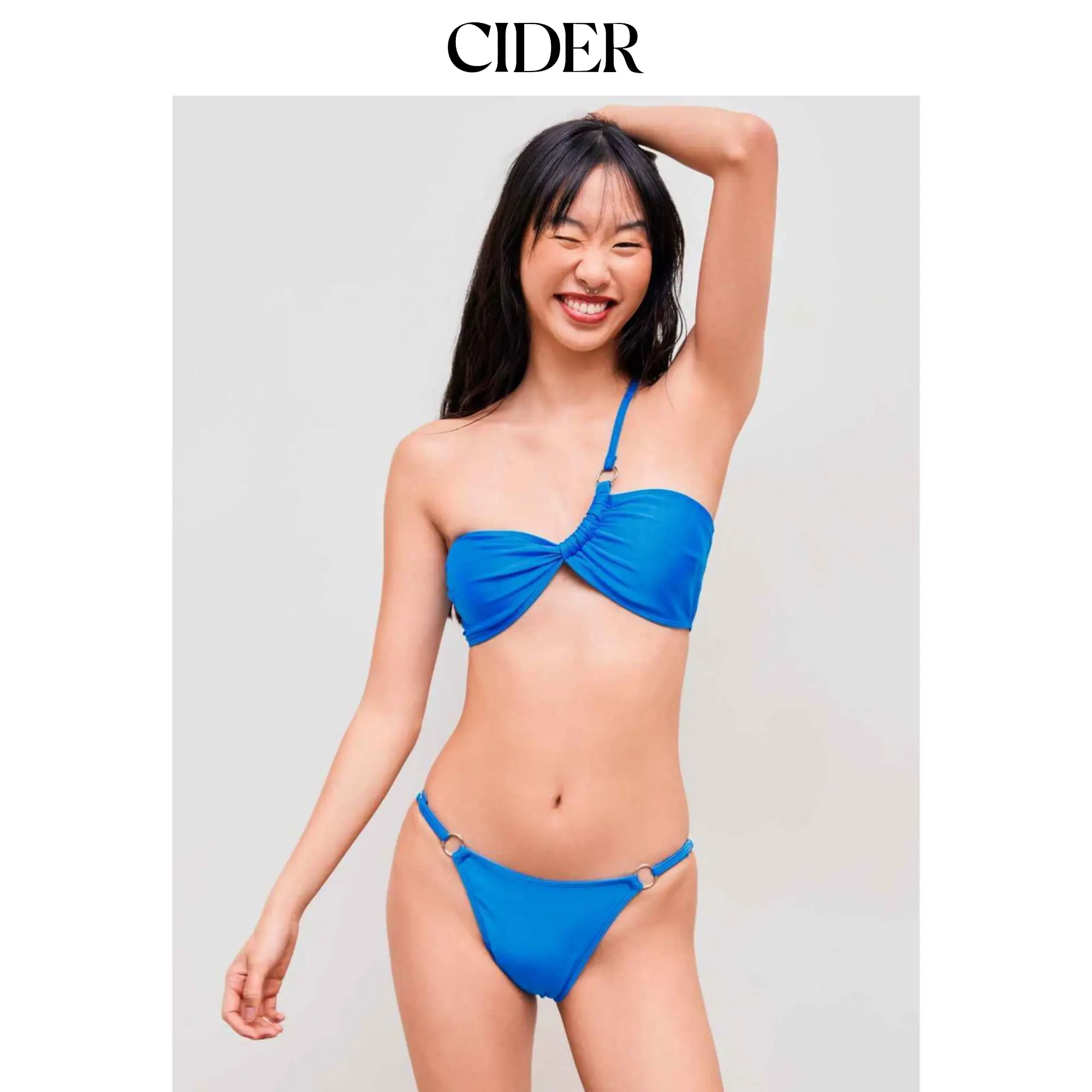 Cider [size 2-8] Asymmetrical Neck One-Shoulder Cheeky Bikini Swimsuit