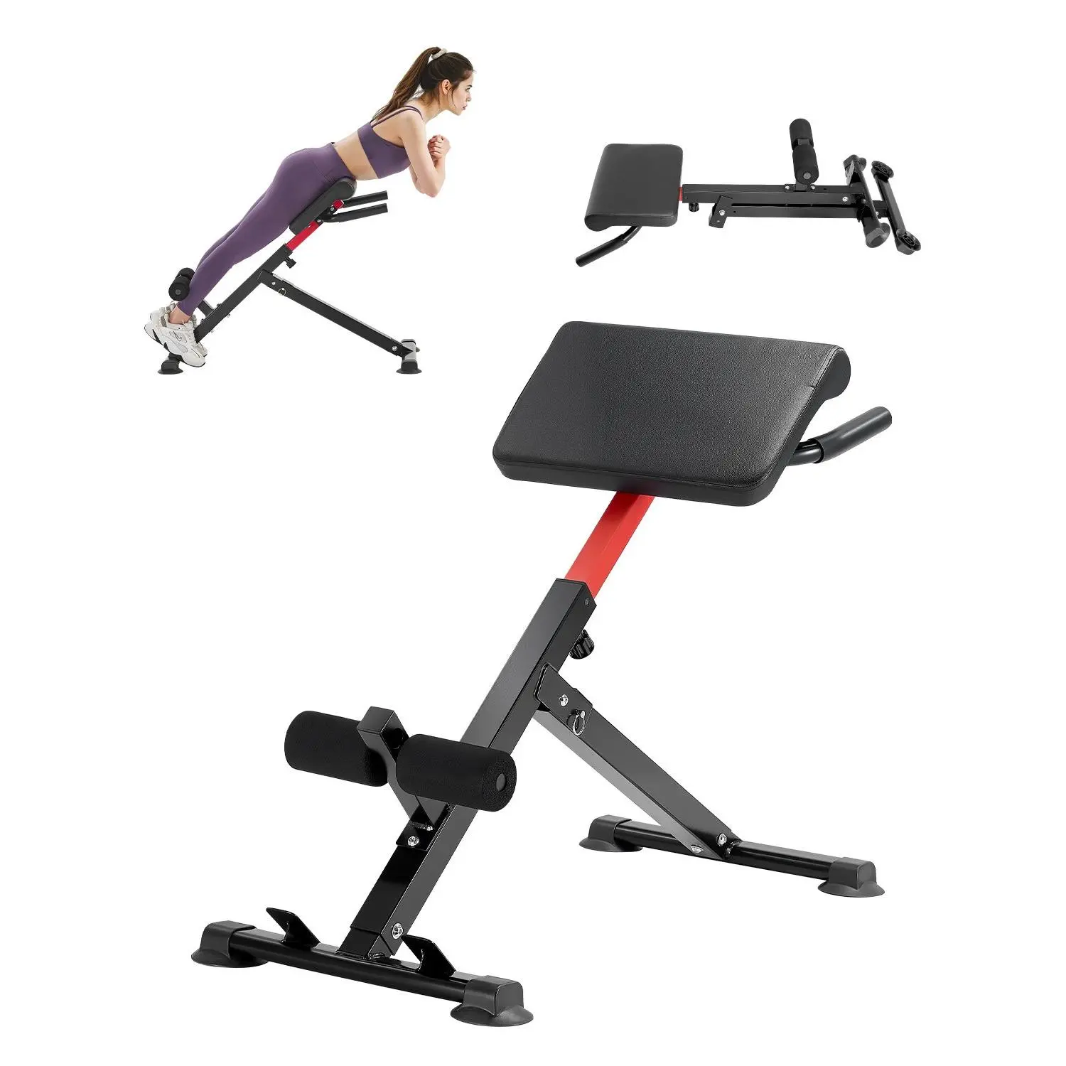 Roman Chair Hyperextension Bench, 250 lbs Adjustable Foldable Extension Machine, Multi-Function Exercise Equipment for Glute, Hamstring, Back, and Ab Workout, Fitness Weight Bench for Home Gym