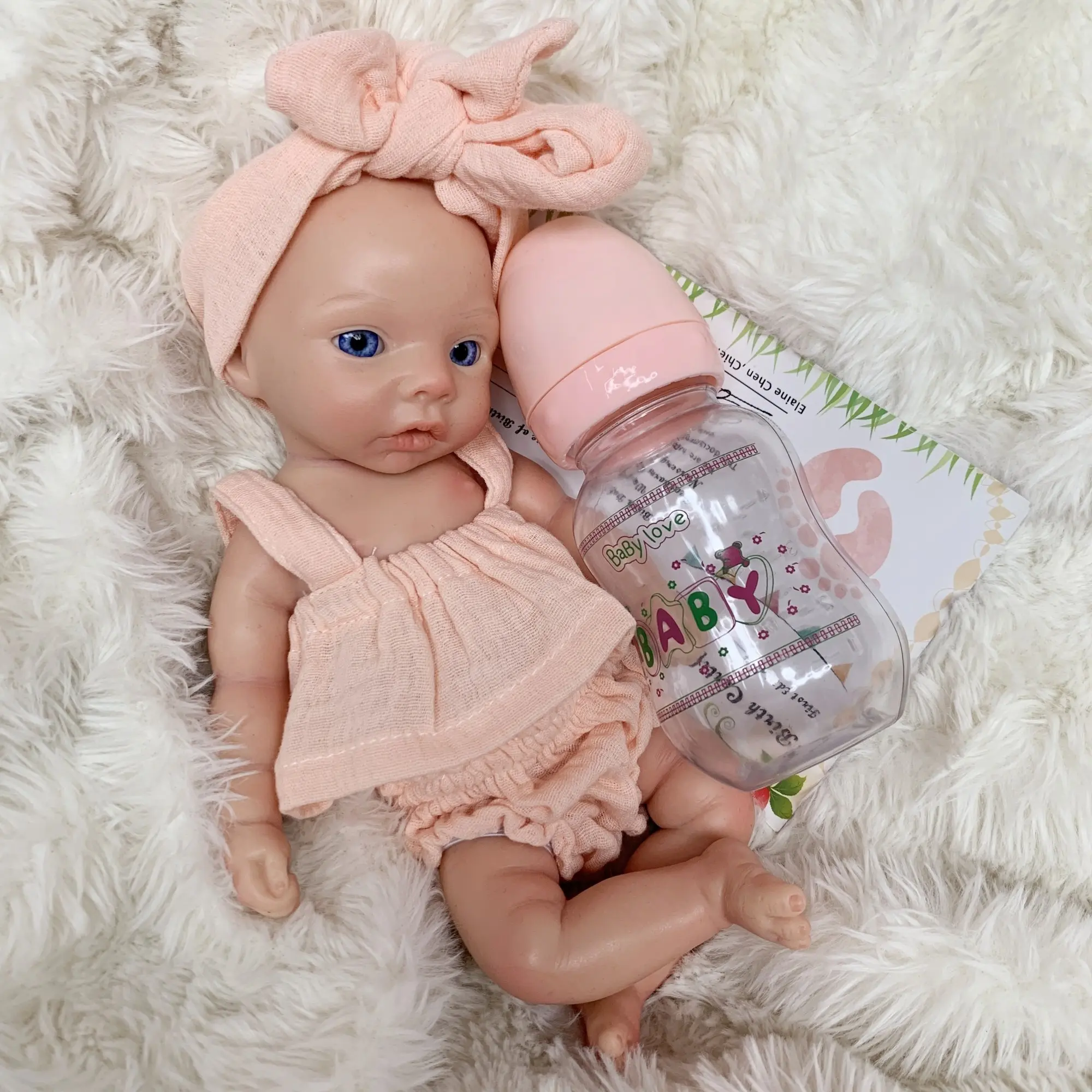 13" Full Body Silicone Reborn Baby Girl Doll, lifelike infant features, silky real touch skin, artisan hand painting, upscale collector display doll