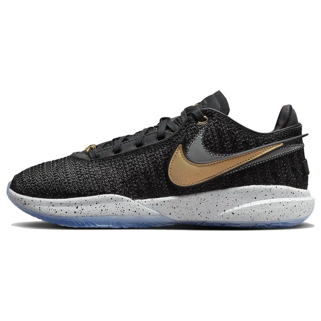 Nike LeBron 20 Black Gold Men's Low-Top Basketball Shoes with Cushioning, Traction, and Durability Verifiable, with credentials and supporting global authentication