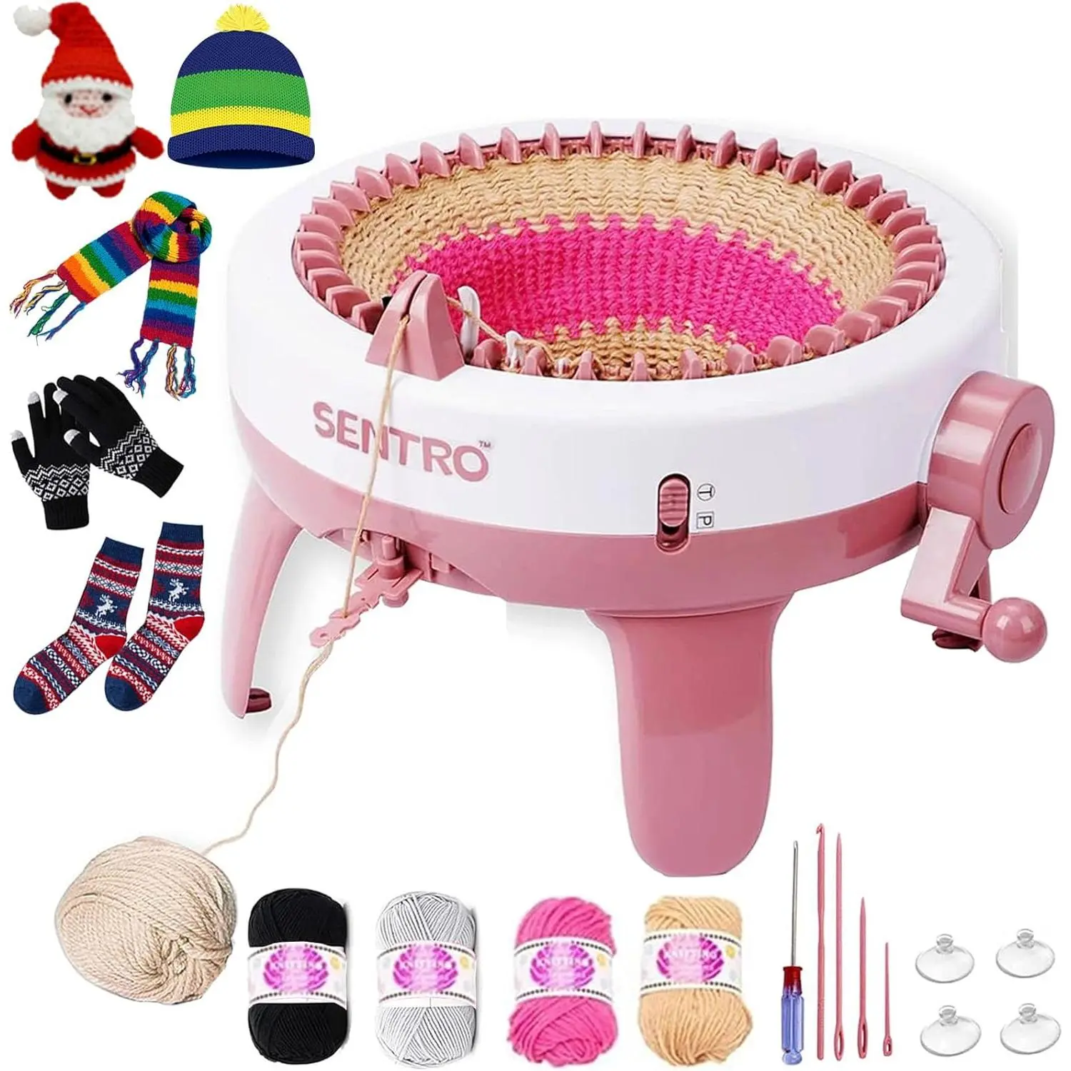 Sentro Knitting Machine, 48   Knitting Crochet Machine with Row Counter for Adults and Beginners, Automatic Circular Weaving Spinning Knitting Loom Machine Kit for Hat,Socks,Scarves,Gloves